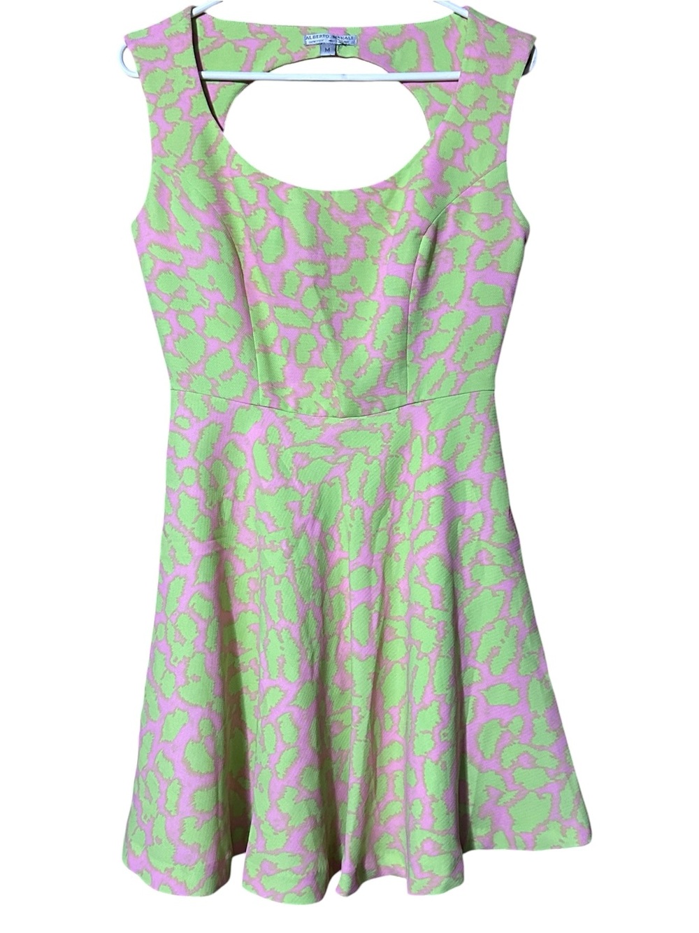 Alberto Makali Pink/Lime Green Skater Dress‎ M Fairy Whimsy